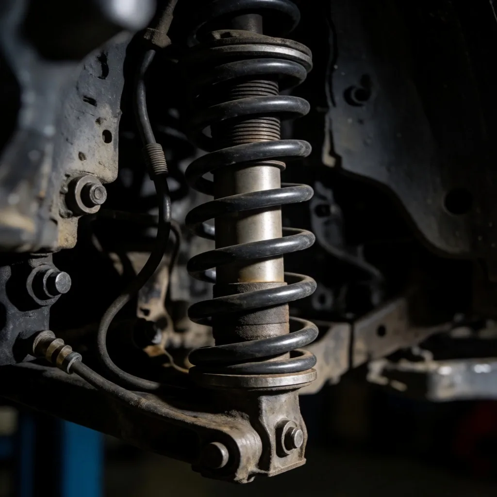 Suspensión delantera de Toyota Hilux en taller