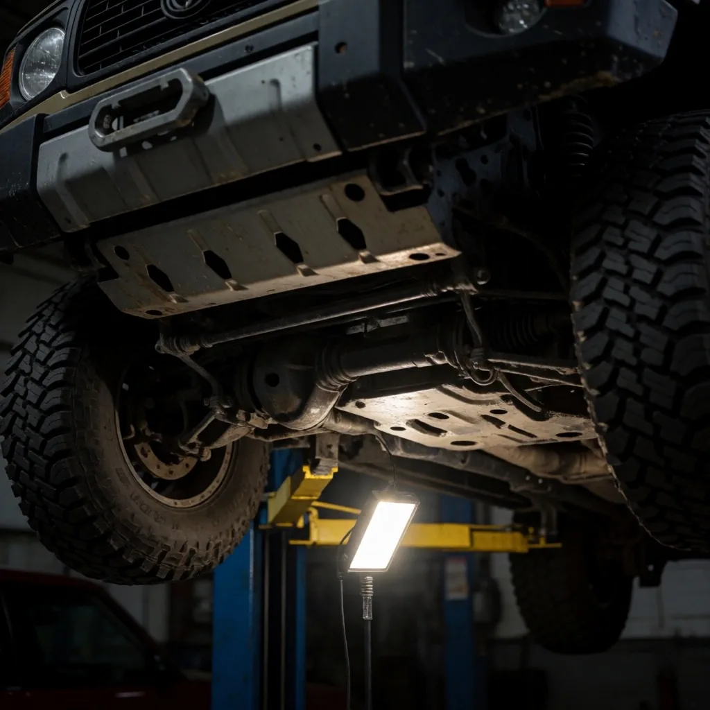 Chasis de camioneta bajo iluminación de estudio